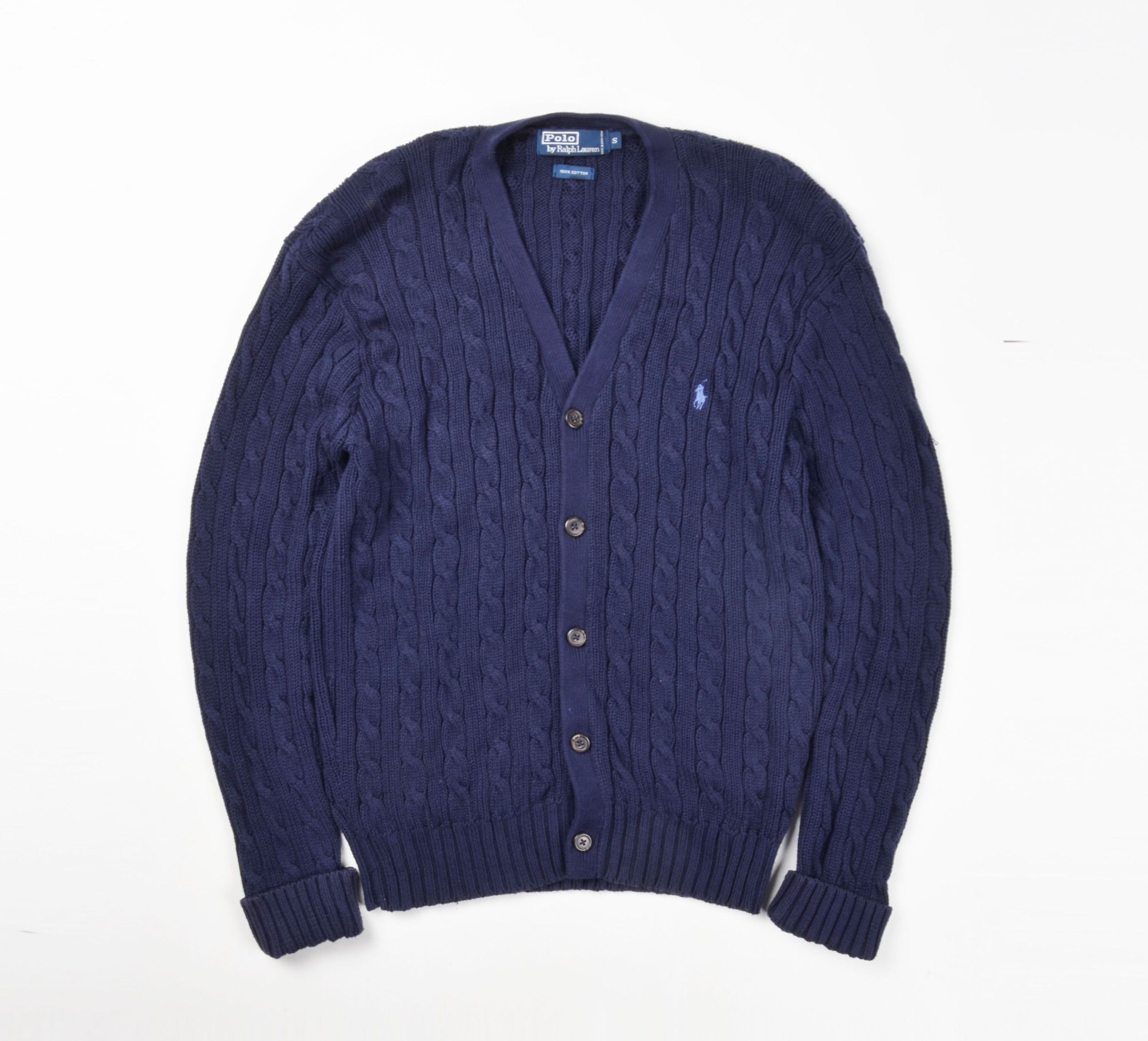 Polo Ralph Lauren Polo Ralph Lauren Cable Knit Blue Cotton Cardigan Size US S / EU 44-46 / 1 - 1 Thumbnail