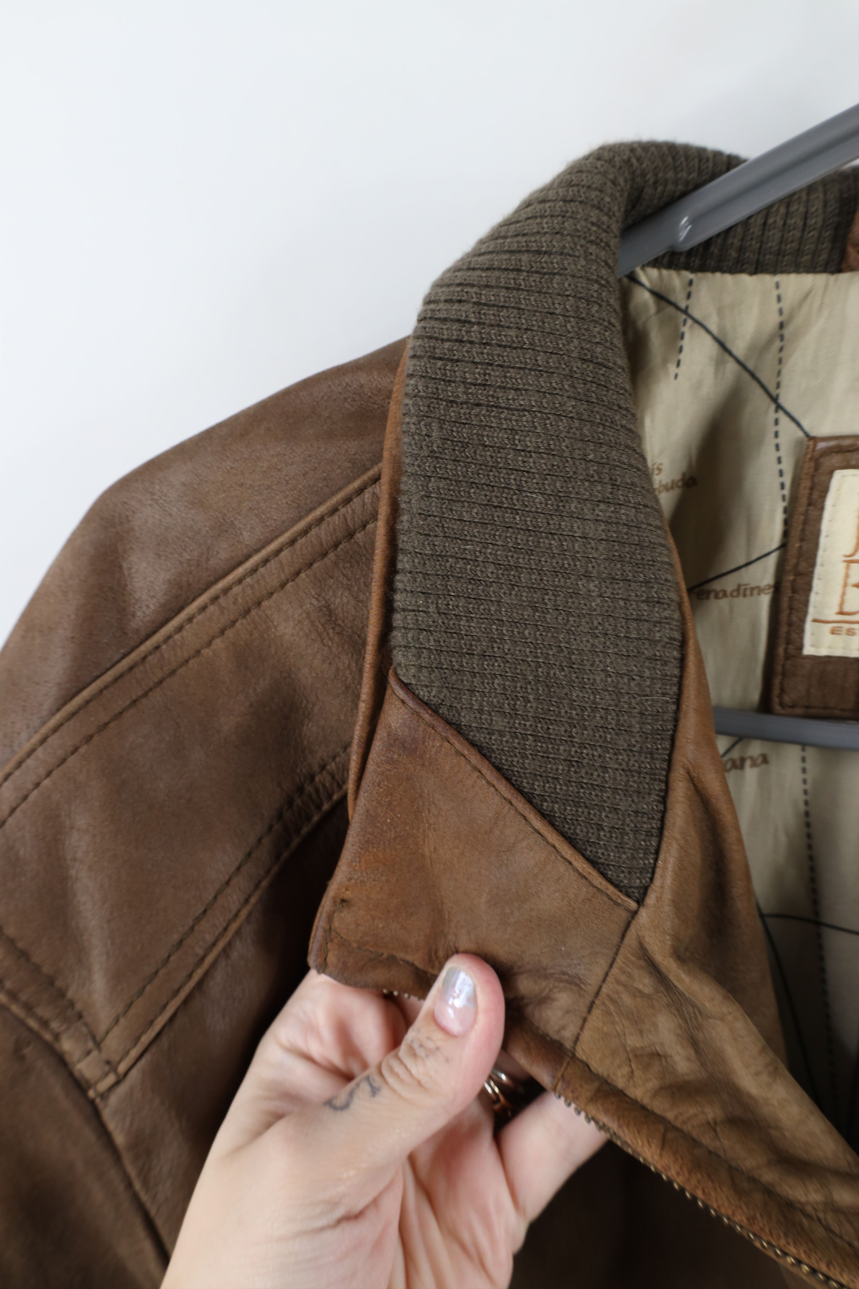 Vintage Vintage 90s Streetwear Leather Flight Bomber Jacket Brown Size US XL / EU 56 / 4 - 13 Thumbnail