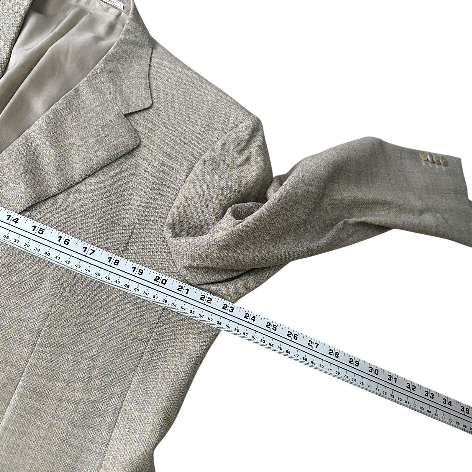 Ermenegildo Zegna Ermenegildo Zegna Blazer Jacket Men 44R Beige Widowpane Wool Size 44R - 9 Thumbnail