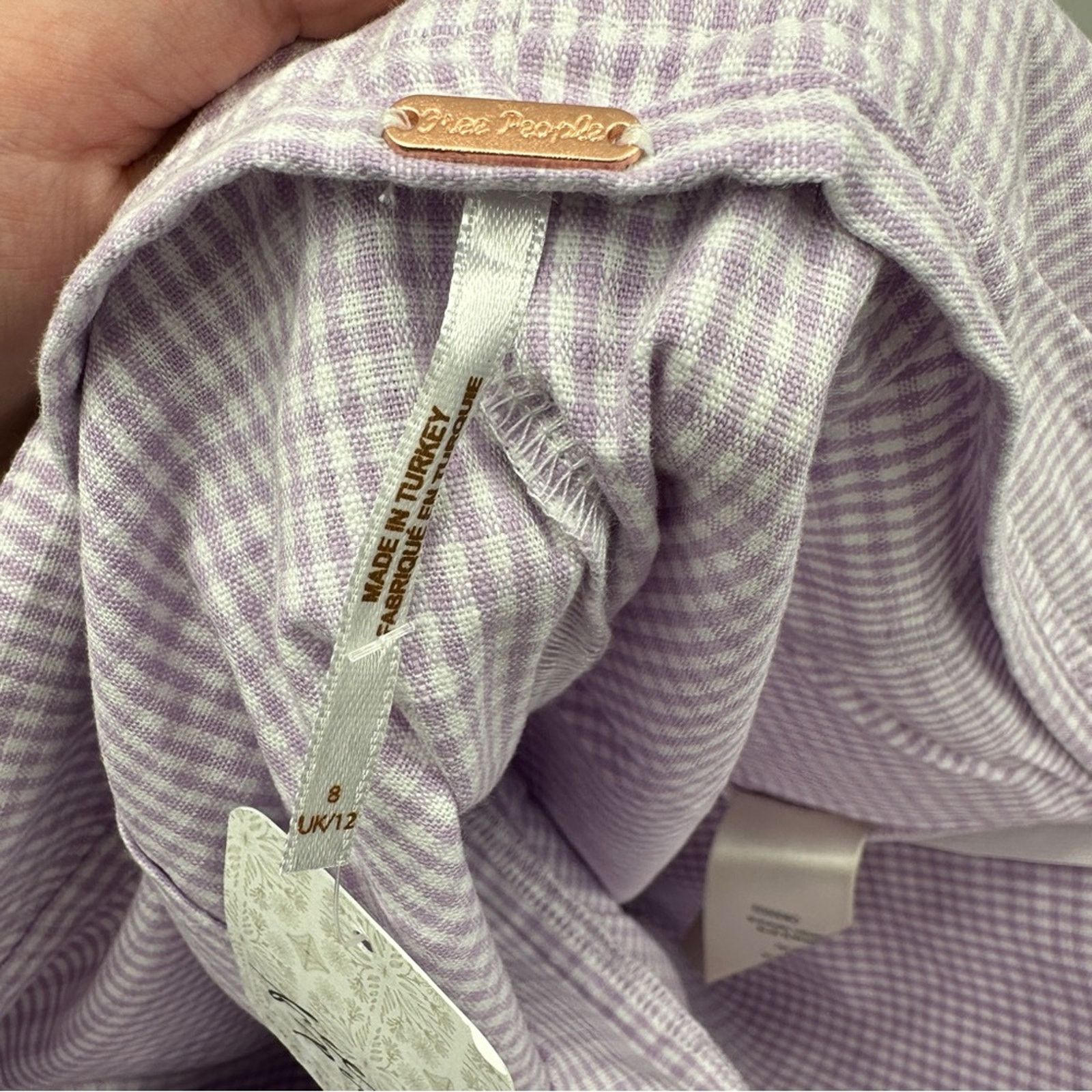 Free People Free People Big Dreams Lavender Gingham Skort Size 8 NEW Size 30" / US 8 / IT 44 - 7 Thumbnail