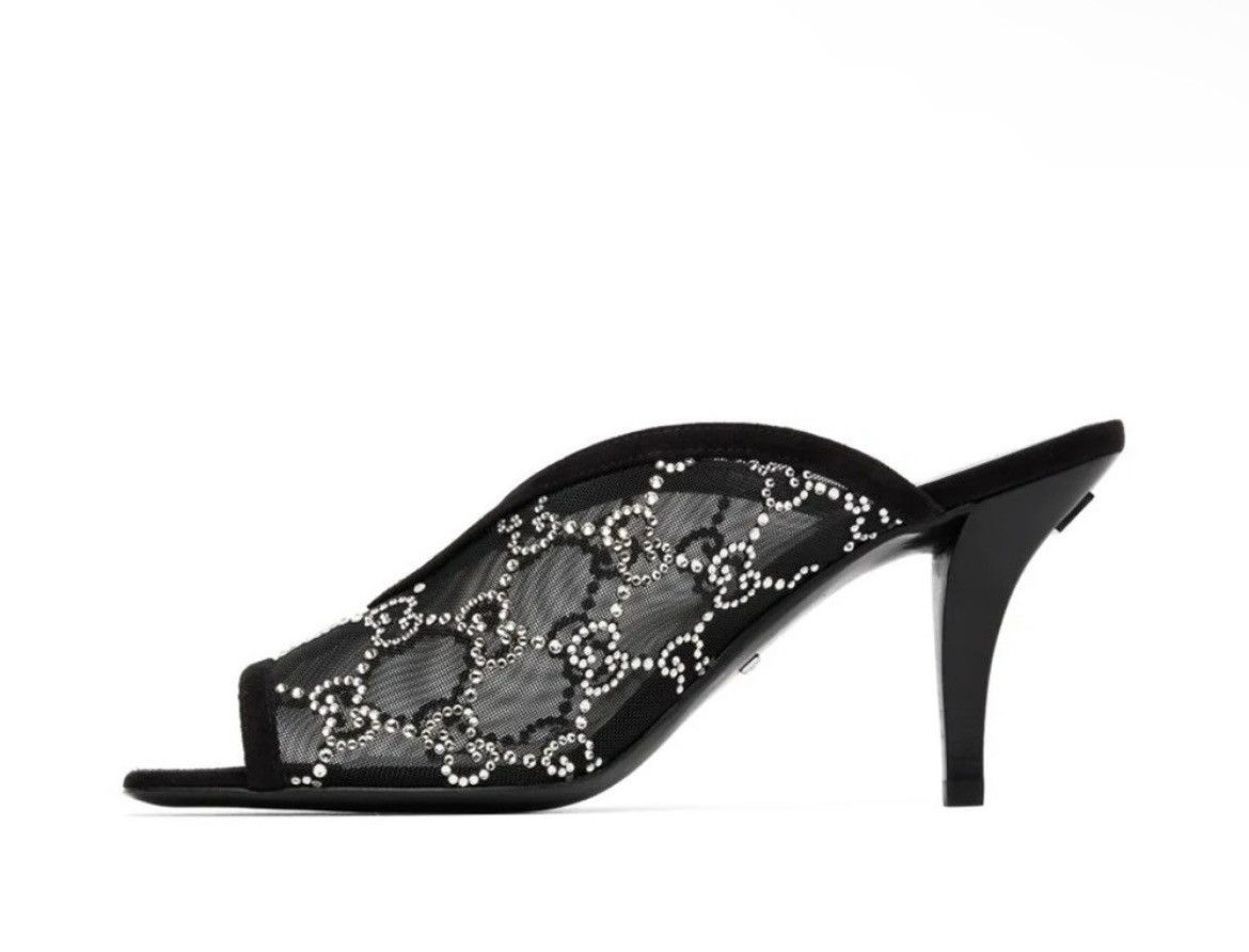 Gucci GUCCI Tela Retino Kid Scamosciato Crystal GG Monogram Slide Size US 5.5 / IT 35.5 - 1 Thumbnail