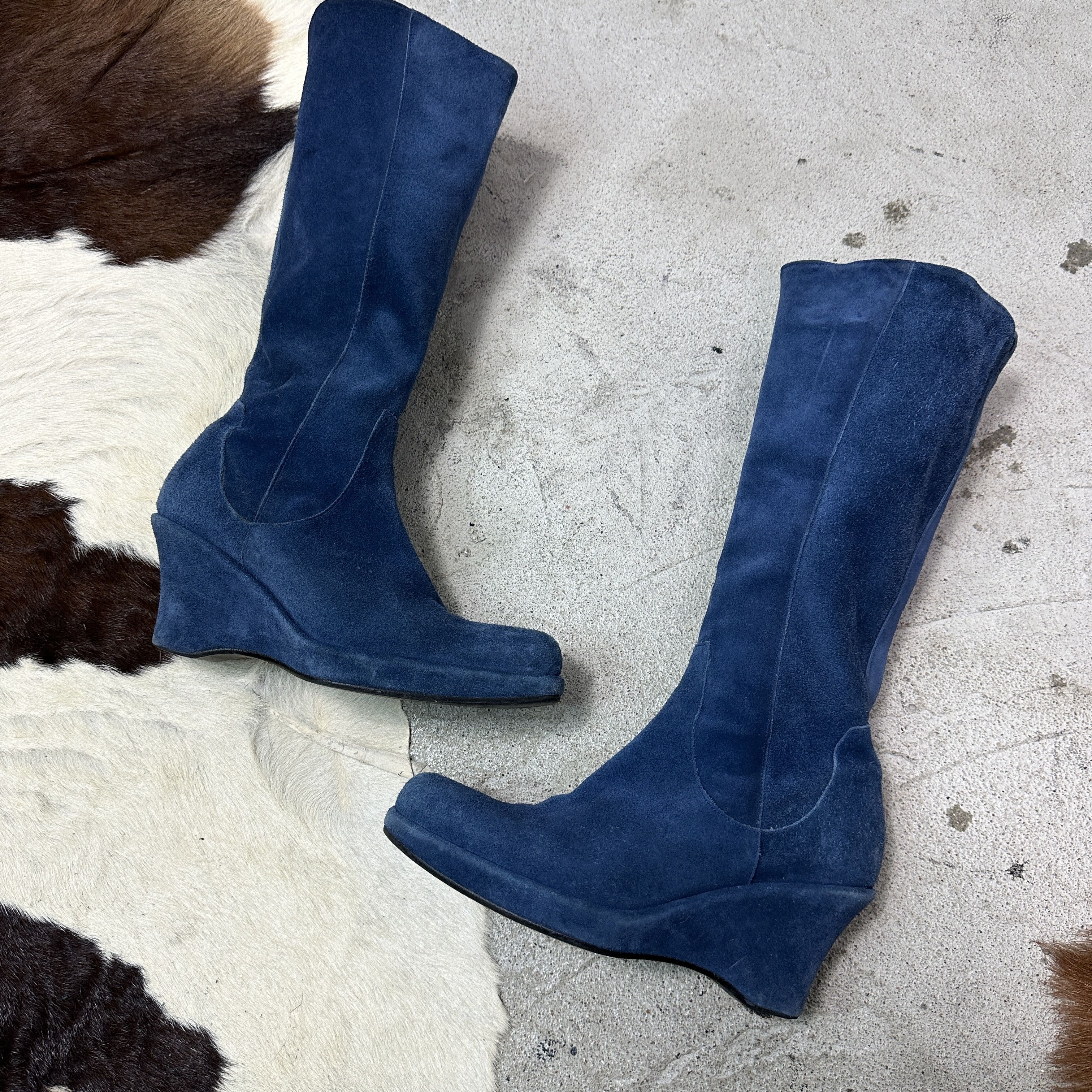 Vintage Vintage Leather Platform Wedge Suede Boots Y2K Size US 7 / IT 37 - 6 Thumbnail