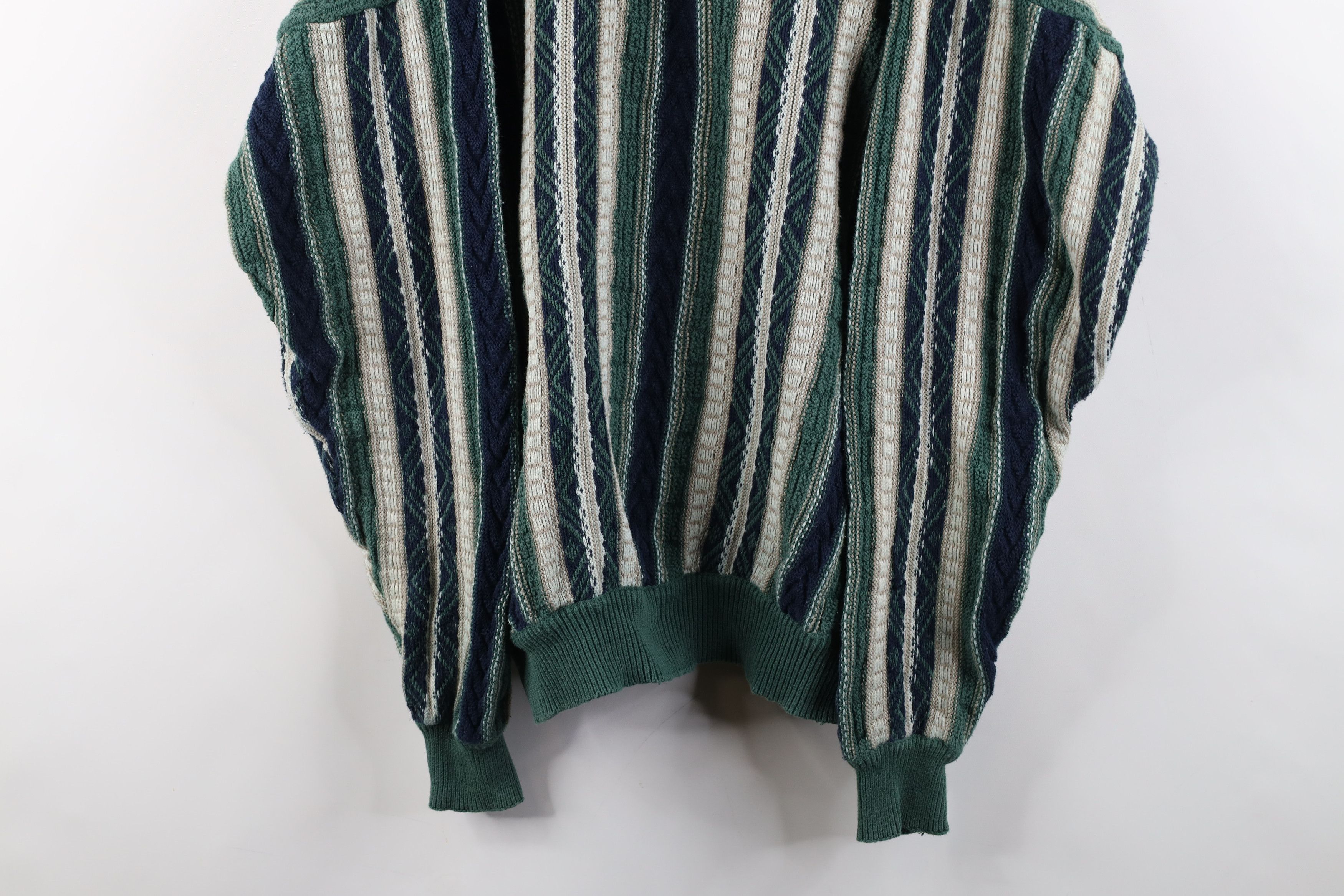 Vintage Vintage 90s Coogi Style Textured Striped Knit Sweater Size US L / EU 52-54 / 3 - 3 Thumbnail