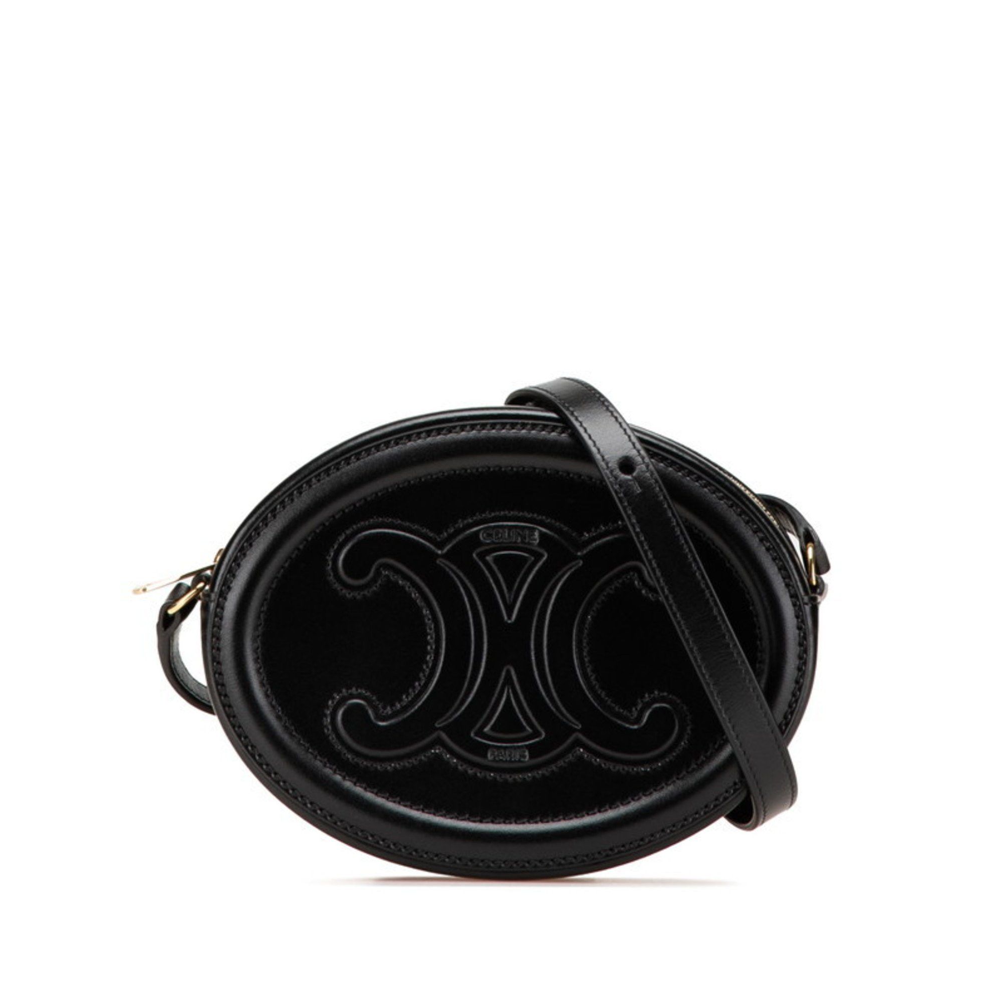Celine Celine Triomphe Shoulder Bag in Black Leather for Women Size ONE SIZE - 1 Thumbnail