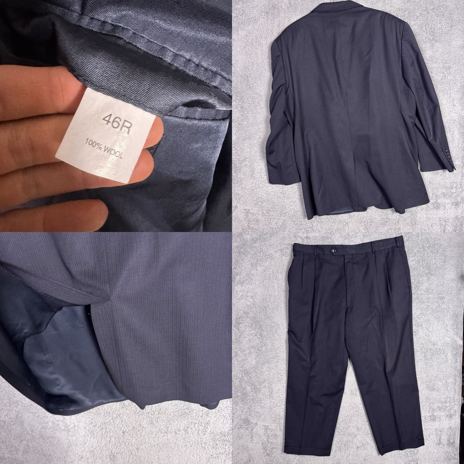 Jos. A. Bank Jos A Bank Suit Mens 46R 38x27 2 Piece 100% Wool Pinstripe Cuffed 2 Button Set Size 46R - 8 Thumbnail