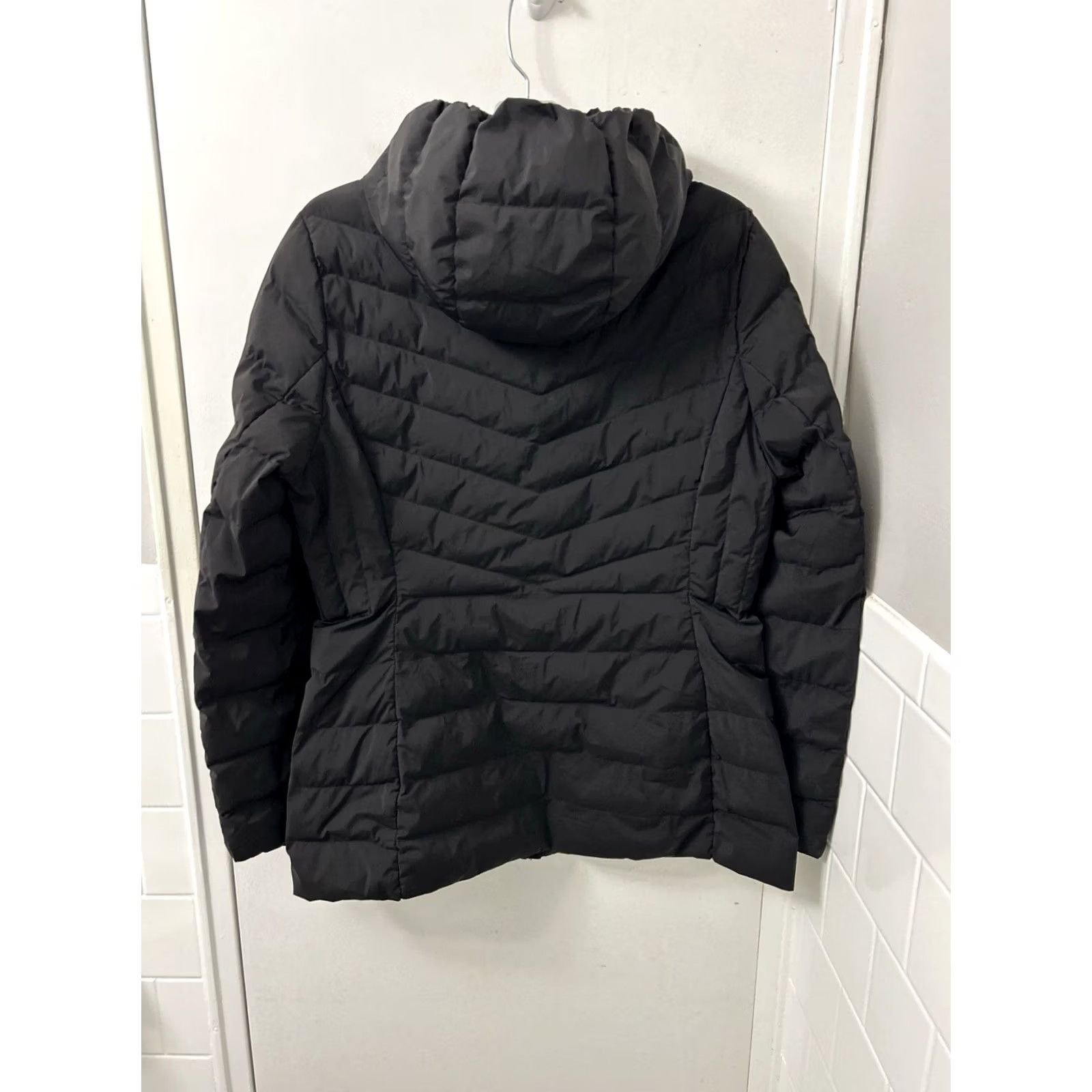 Vintage 32 Degrees Heat Puffer Jacket Womens Medium Black Hooded Insulated Full Zip Coat Size M / US 6-8 / IT 42-44 - 6 Thumbnail