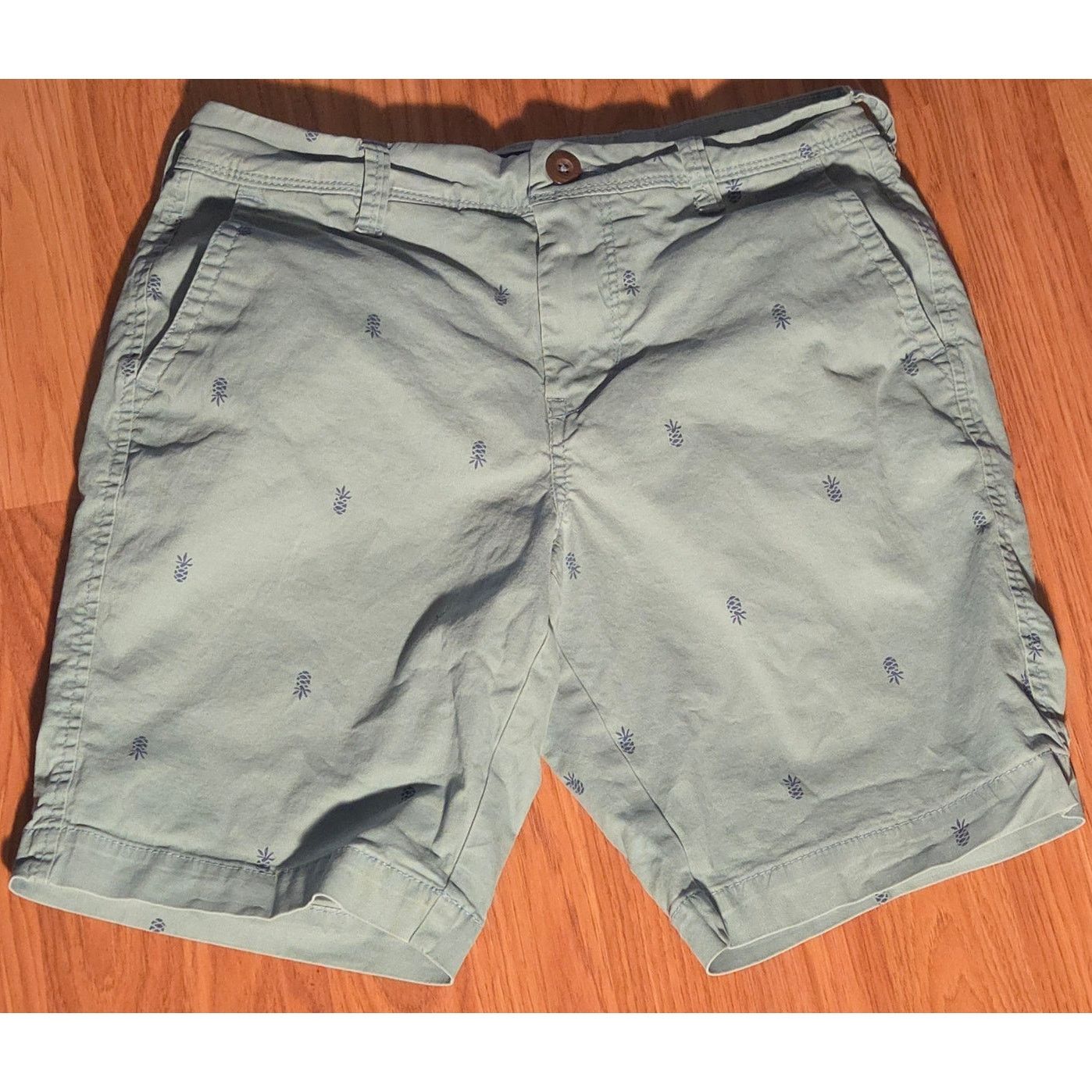 Abercrombie & Fitch Aéropostale Sky Blue Chino Pineapple Shorts - Size 27 Size US 27 - 2 Thumbnail
