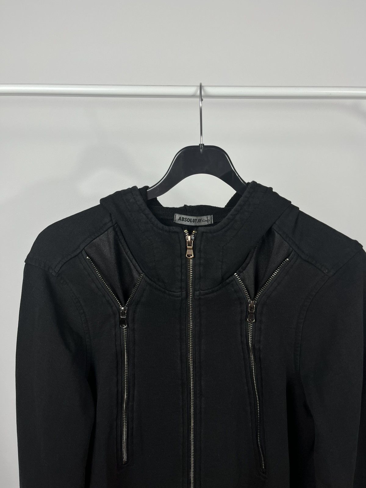 Other Black Multi-Zip Hoodie with Faux Leather Panels Y2K Style Size US L / EU 52-54 / 3 - 3 Thumbnail