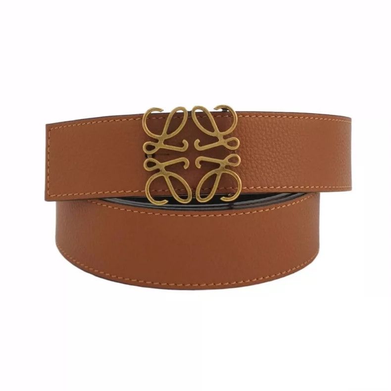 LOEWE Anagram leather patch metal buckle double sided belt