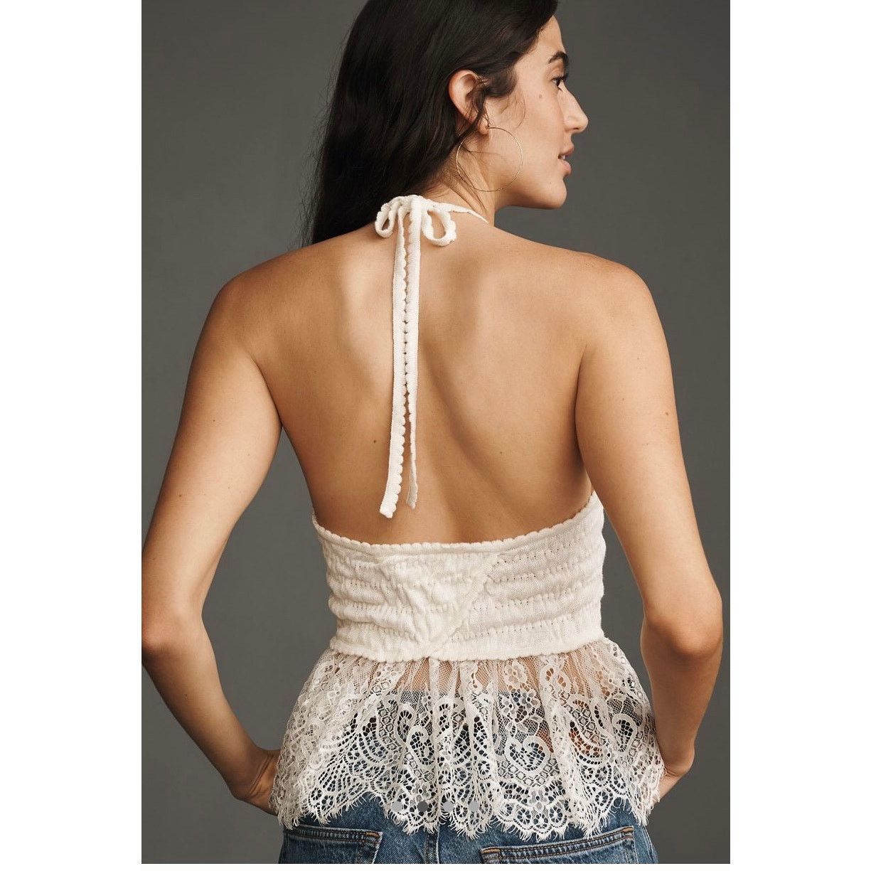 Anthropologie NWT Anthropologie Smocked Lace-Trim Halter Tank Top Size XS / US 0-2 / IT 36-38 - 2 Thumbnail