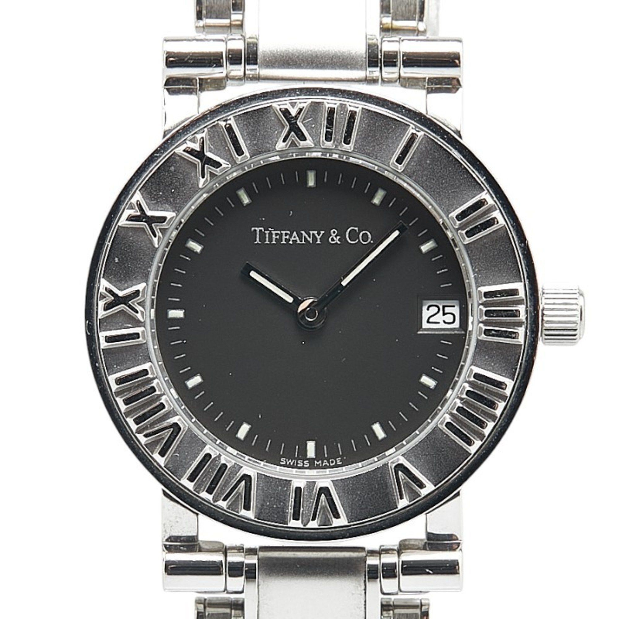 Tiffany Co Tiffany Atlas Watch, Quartz, Black Dial, Stainless Steel, Women's, Tiffany&co