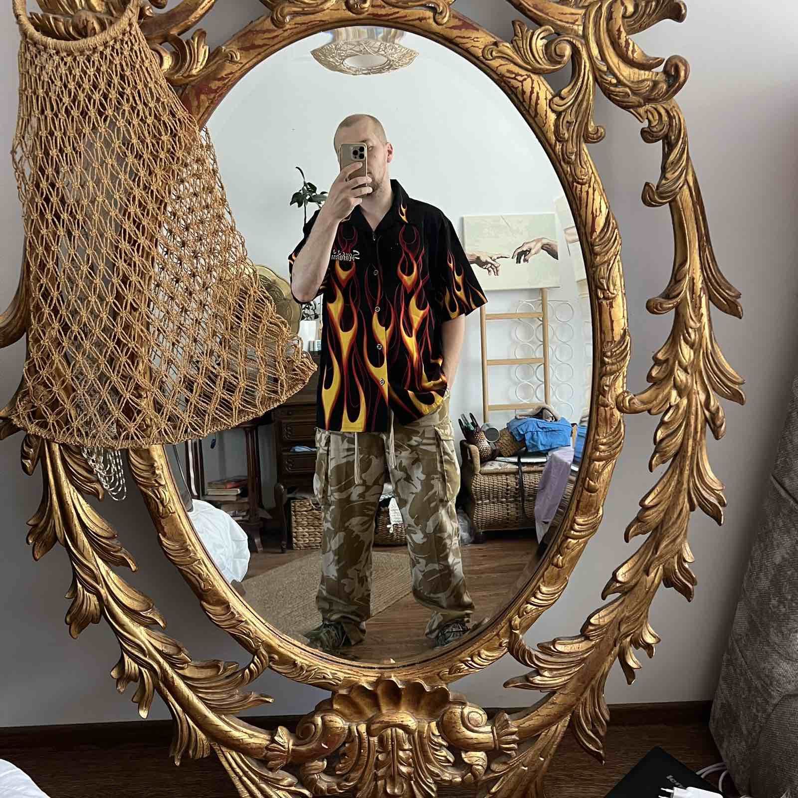 Other Crazy Vintage y2k Silver point tribal flame shirt Sz XL Size US XL / EU 56 / 4 - 6 Thumbnail