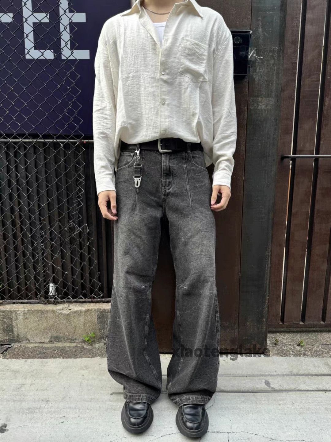 Jean Unisex washed faded loose baggy skate hiphop pants Size US 32 / EU 48 - 3 Thumbnail