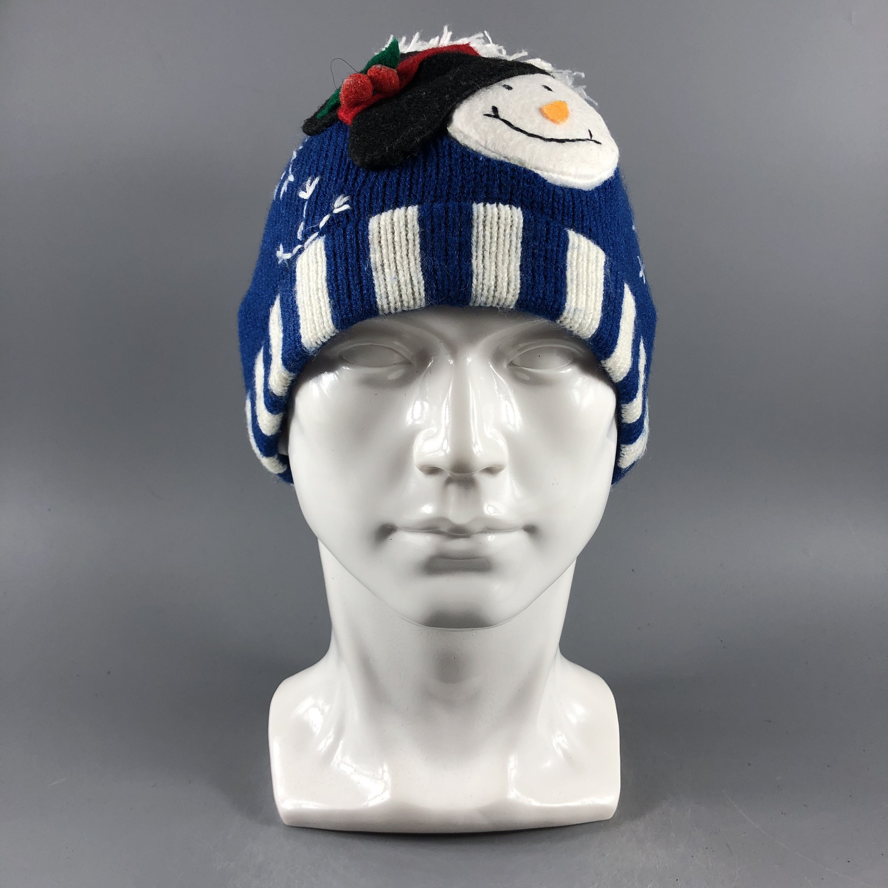 Vintage Christmas Bobble Beanie Snow Hat Snow Cap -D425 Size ONE SIZE - 1 Thumbnail