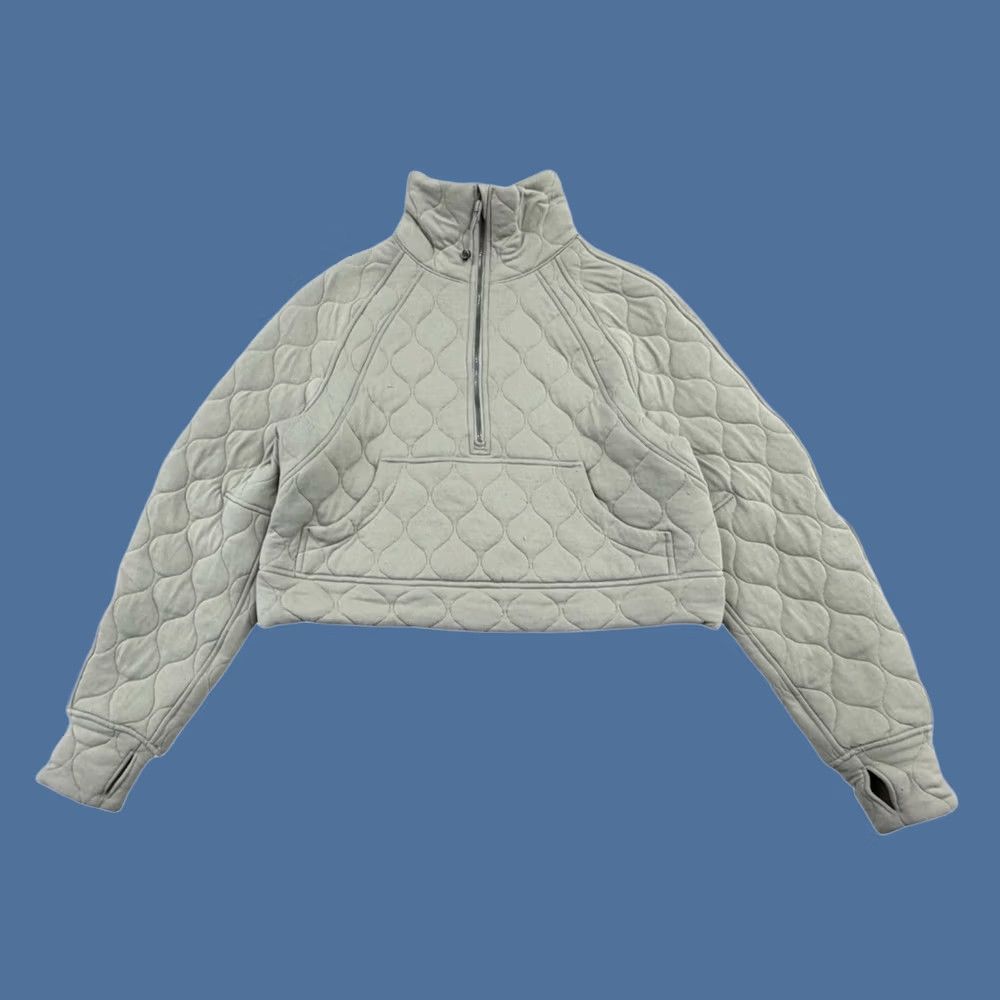 Lululemon Lululemon Scuba Oversized Quilted Half Zip Sweatshirt Womens Sz XS/S Riverstone Gray Size S / US 4 / IT 40 - 1 Thumbnail