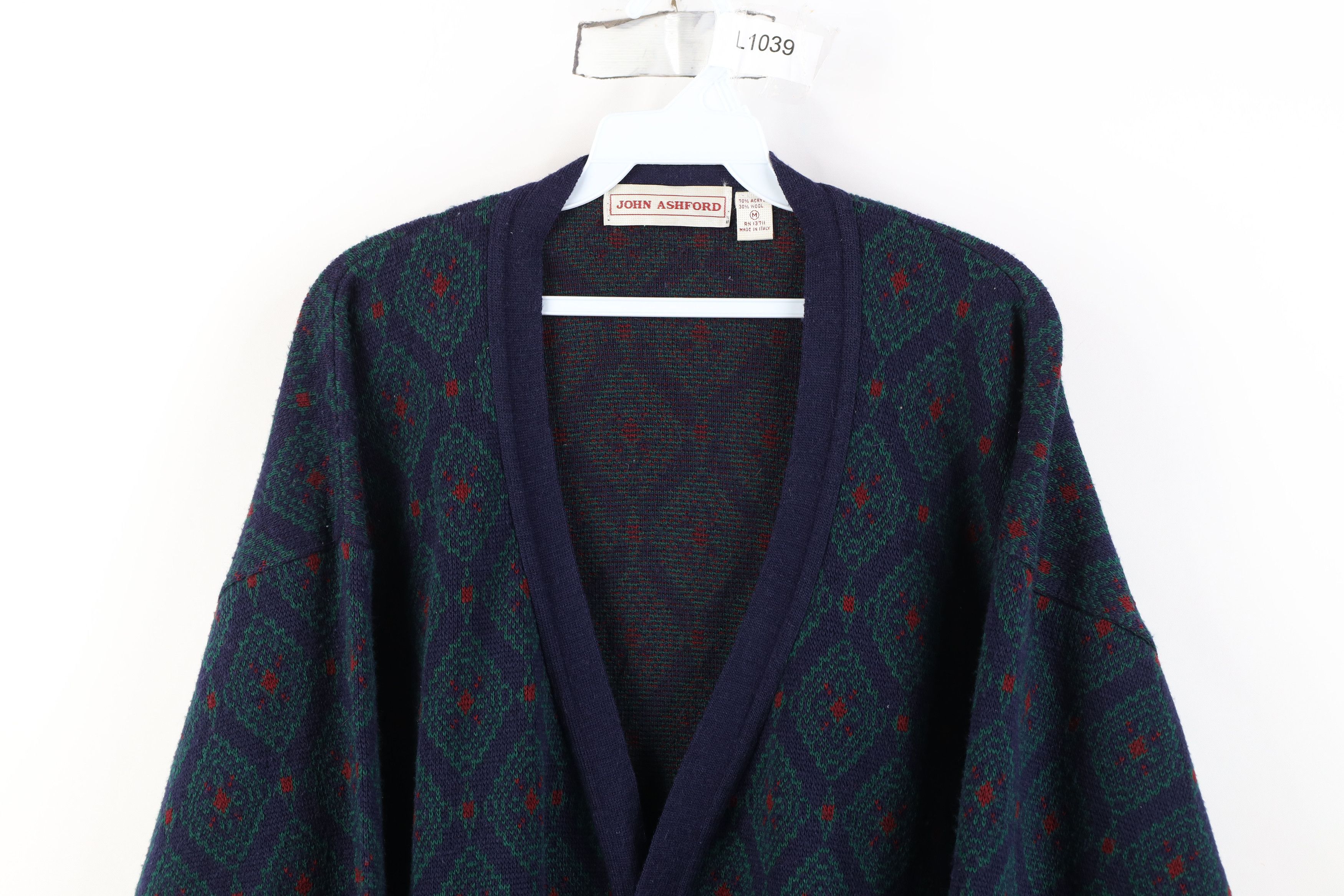 Vintage Vintage 90s Streetwear Knit Cardigan Sweater Geometric Size US M / EU 48-50 / 2 - 2 Thumbnail