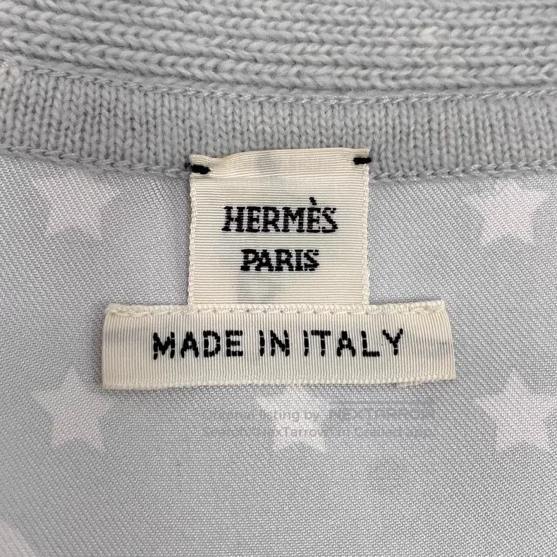 Hermes Hermes Misty Blue Silk Print and Wool V-neck Single-breast Size XXS / US 00 / IT 34 - 6 Thumbnail