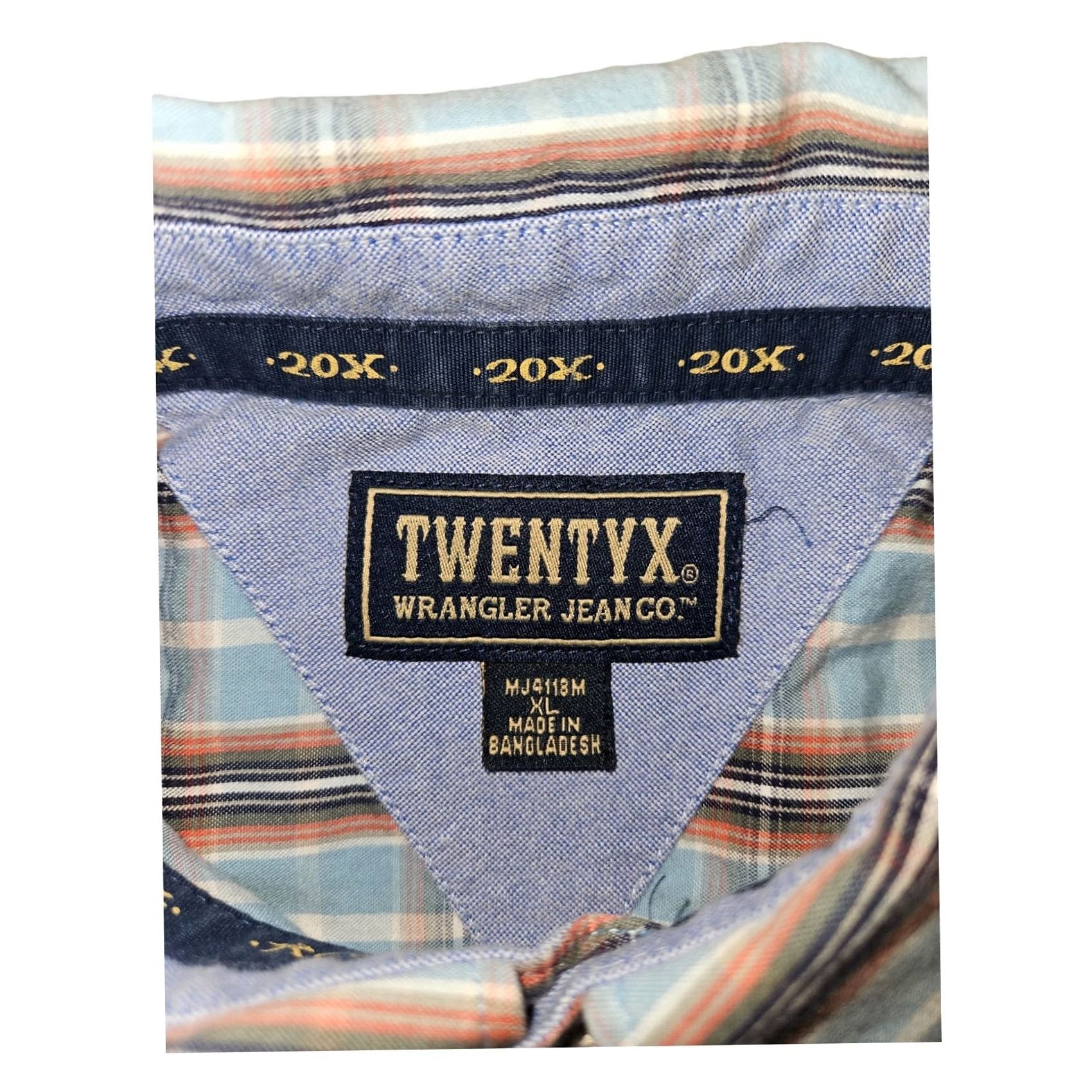 Wrangler Wrangler Shirt Mens XL 20x Button Down Men Short Sleeve Plaid Western Cowboy Casual Size US XL / EU 56 / 4 - 2 Thumbnail