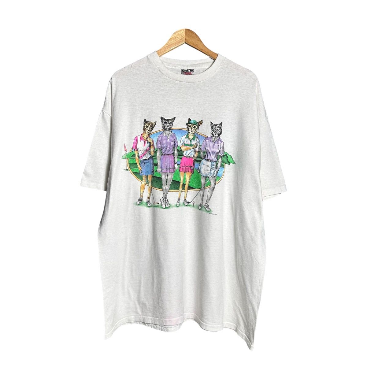Vintage Vintage 90s Tennis Cats Double Sides Tee Size US XXL / EU 58 / 5 - 1 Thumbnail