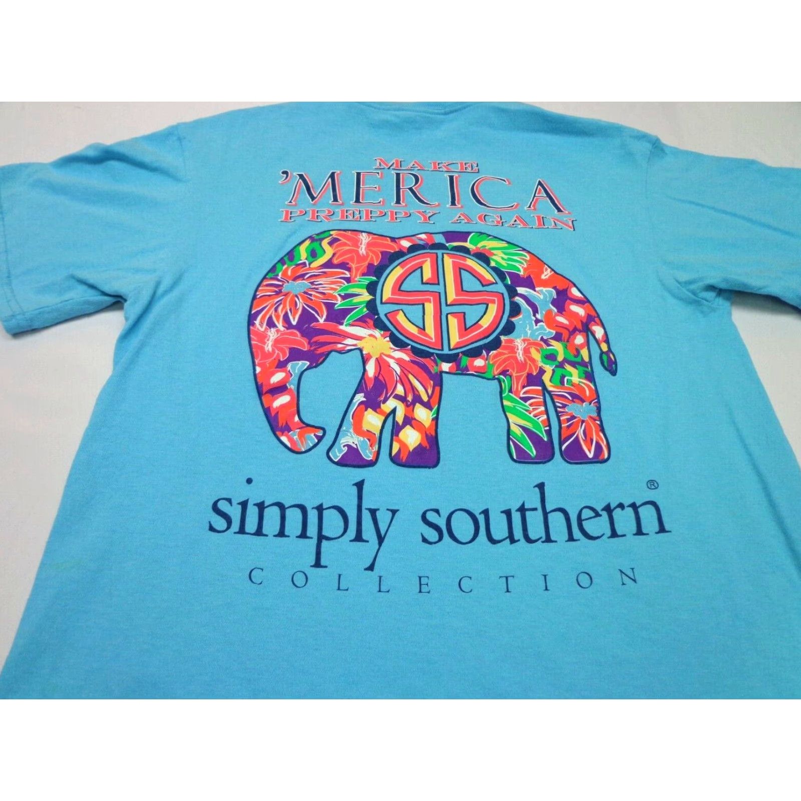 Vintage Simply Southern T Shirt Blue Make 'Merica Preppy Again Women's M Size M / US 6-8 / IT 42-44 - 2 Thumbnail
