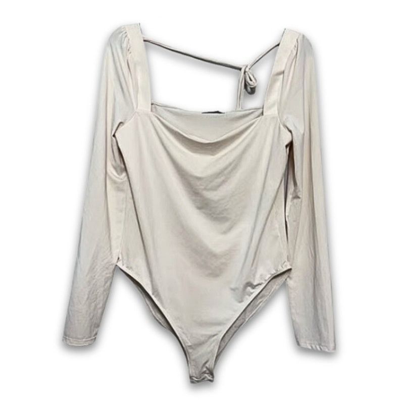 Topshop Topshop Bodysuit Long Sleeve Square Neck Women's Ivory 12 Size XL / US 12-14 / IT 48-50 - 6 Thumbnail