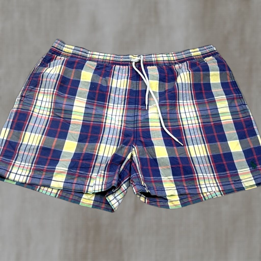 Polo Ralph Lauren Vintage Polo Ralph Lauren Trunks Men XL Blue Bored Shorts 90s Plaid Tartan Swim Size US XL / EU 56 / 4 - 1 Thumbnail
