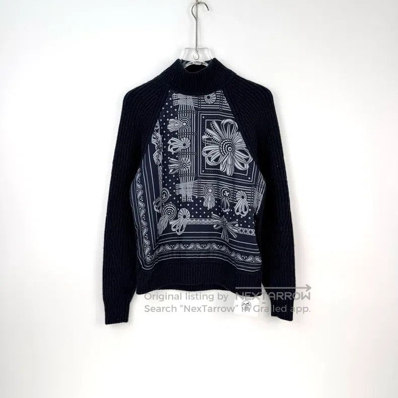 Hermes Hermes Navy Blue Floral Pattern Patchwork Design Sweater Size XXS / US 00 / IT 34 - 3 Thumbnail