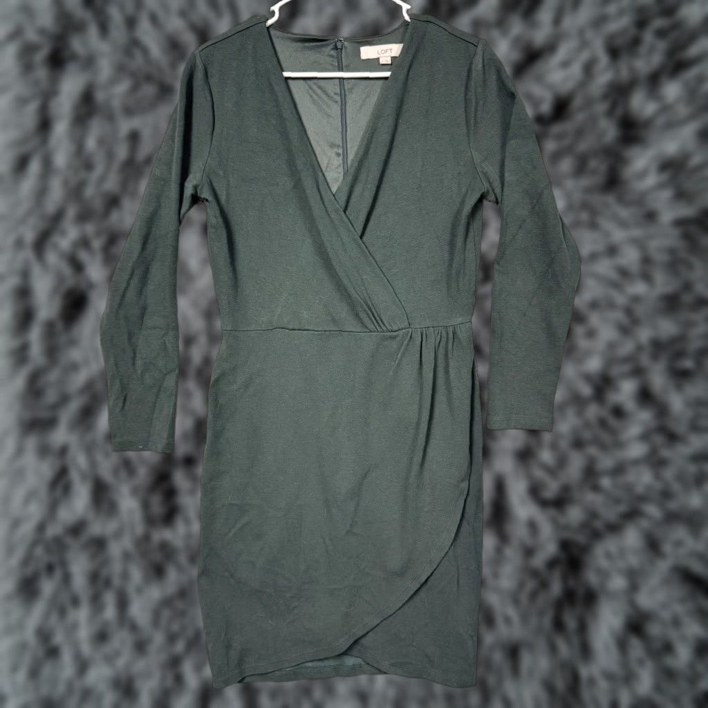 Loft LOFT Dress 6 Green Wrap Office Workwear Chic Church Classic Elegant Minimalist Size M / US 6-8 / IT 42-44 - 1 Thumbnail