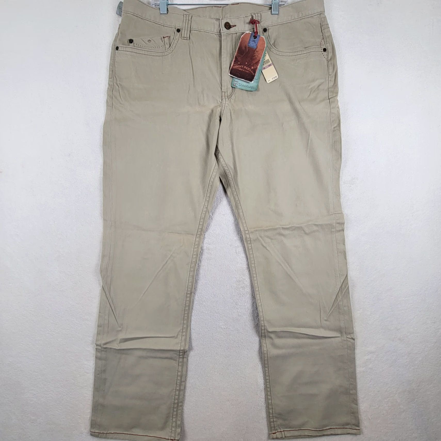 Tommy Bahama NWT Tommy Bahama Authentic Fit Men's Pants 44 Beige Twill Straight Leg Chino 5-Pocket Regular Men’s Belt Loops Cotton Spandex Inseam 34 NWT Size US 44 / EU 60 - 2 Thumbnail