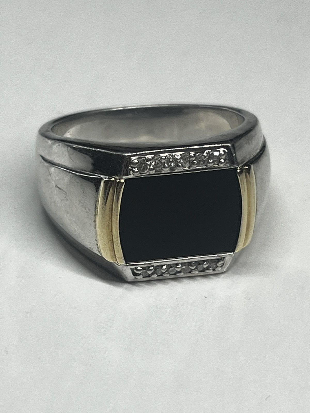 Jewelry Vintage .925 Sterling Silver Black Onyx Stone Ring Size ONE SIZE - 1 Thumbnail