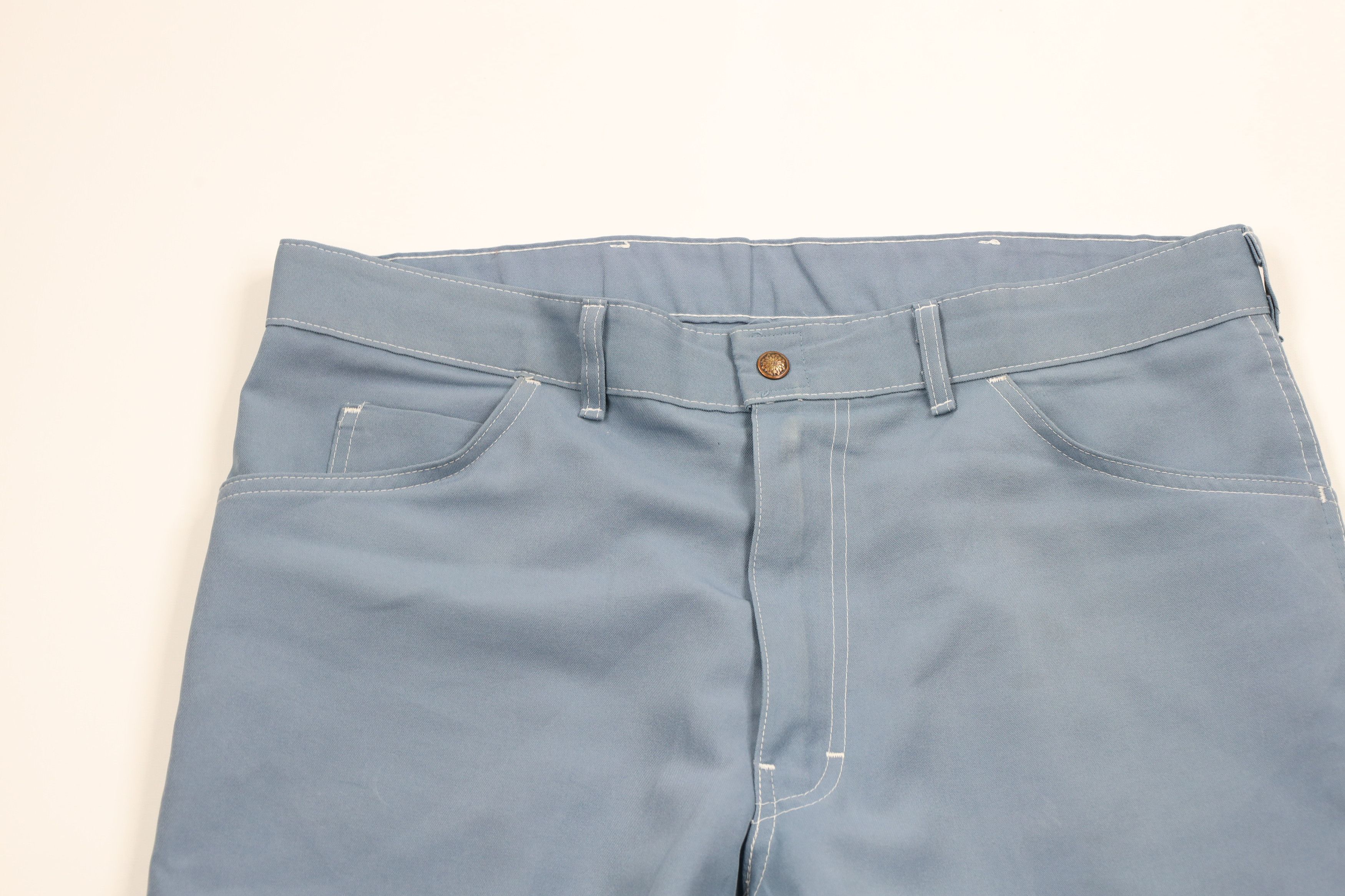 Vintage Vintage 70s Streetwear Flared Wide Leg Chino Pants Blue USA Size US 36 / EU 52 - 2 Thumbnail