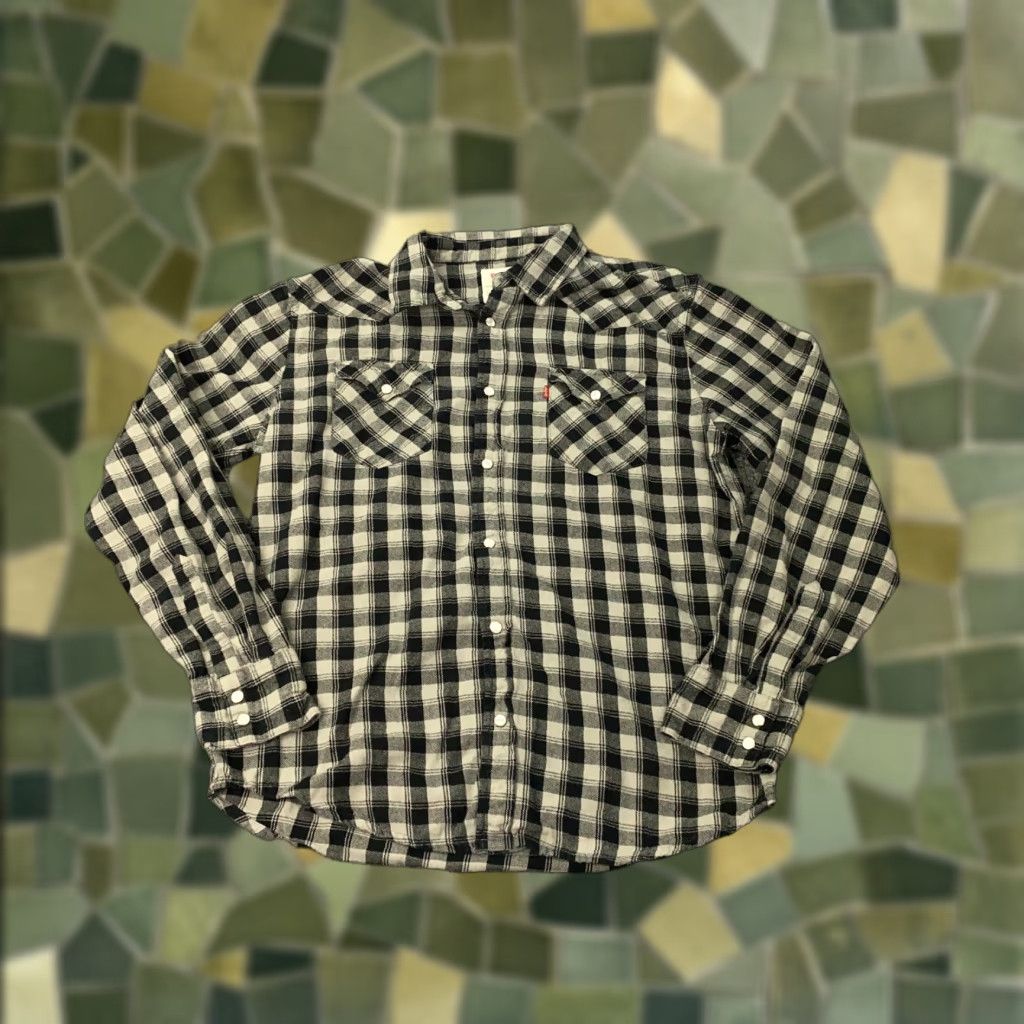 Levi's Levis Pearl Snap Shirt Mens M Black Plaid Western Long Sleeve Shirt Size US M / EU 48-50 / 2 - 1 Thumbnail