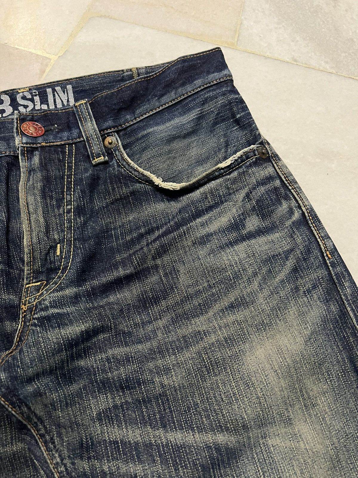 Edwin × Japanese Brand × Jean Edwin 503 Blue Trip Distress Jean Size US 31 - 8 Thumbnail