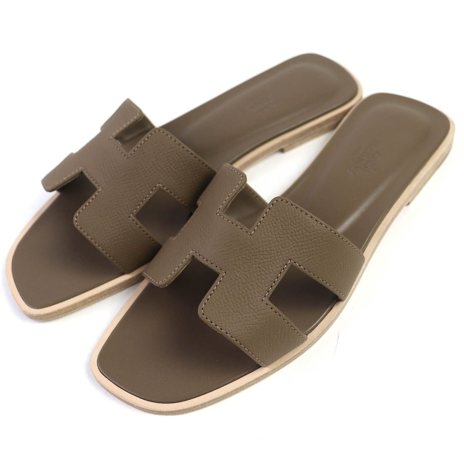 Hermes Hermes Oran37 Leather Flat Sandals Leather Shoes DUTY FREE for USA