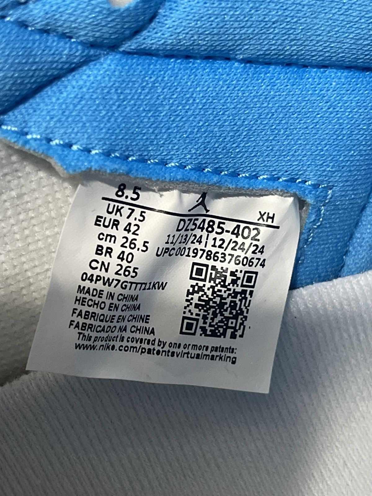 Jordan Brand Nike x Jordan 1 UNC reimagined Size US 8.5 / EU 41-42 - 5 Thumbnail