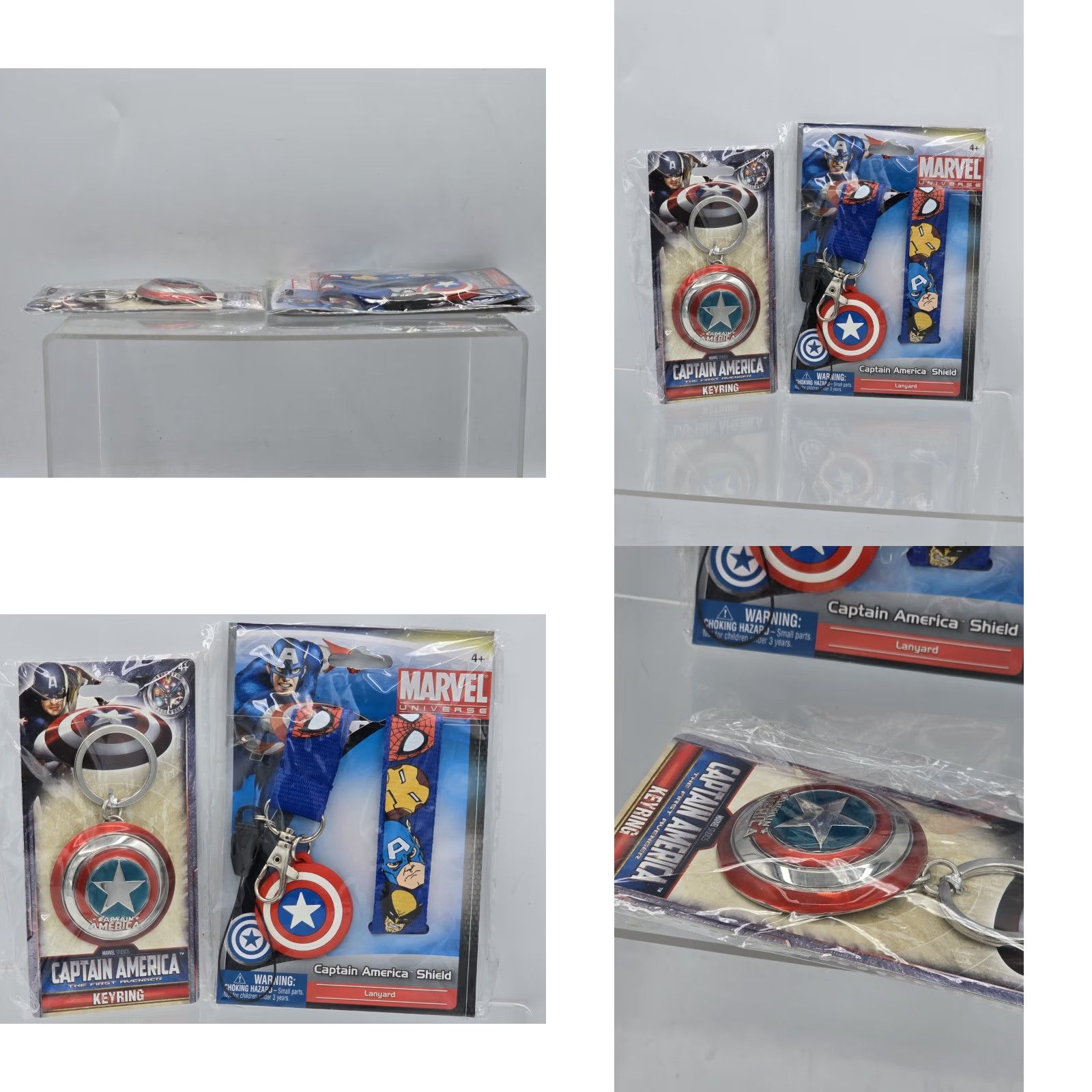Vintage 2 Lot Marvel Captain America Shield Pewter Key Ring NEW SEALED & Lanyard! Size ONE SIZE - 9 Thumbnail