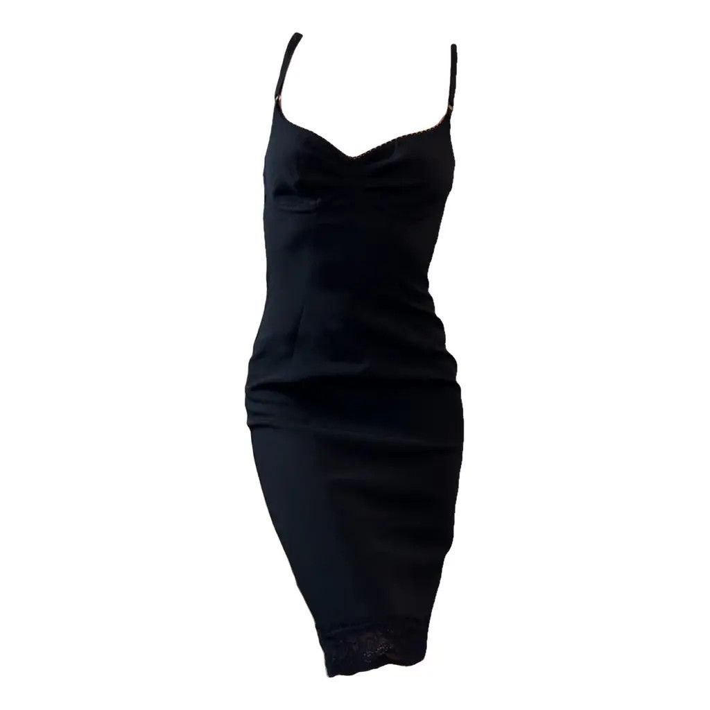 Dolce & Gabbana D&G Black Lace Bottom Vintage Knee-Length Bodycon Dress IT42 Size M / US 6-8 / IT 42-44 - 3 Thumbnail