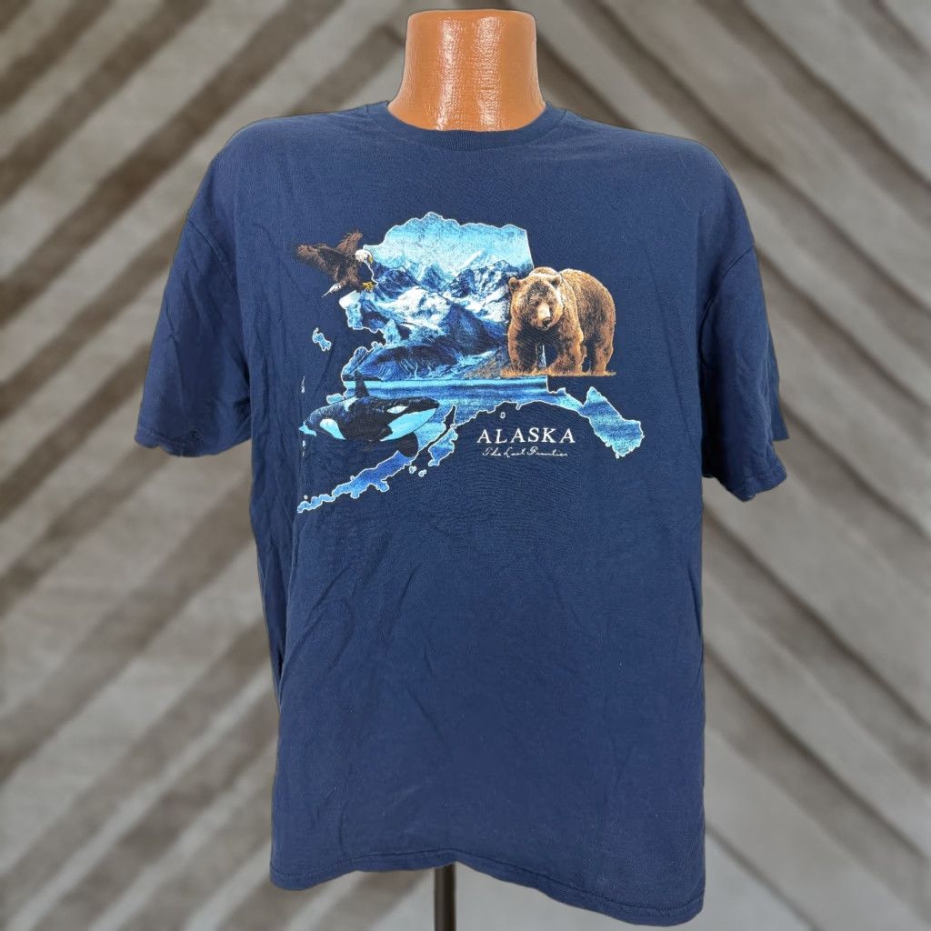 Delta Delta Alaska Shirt XL Men Navy Blue T-Shirt Animals Nature Outdoors Graphic Print Modern Fit Size US XL / EU 56 / 4 - 1 Thumbnail