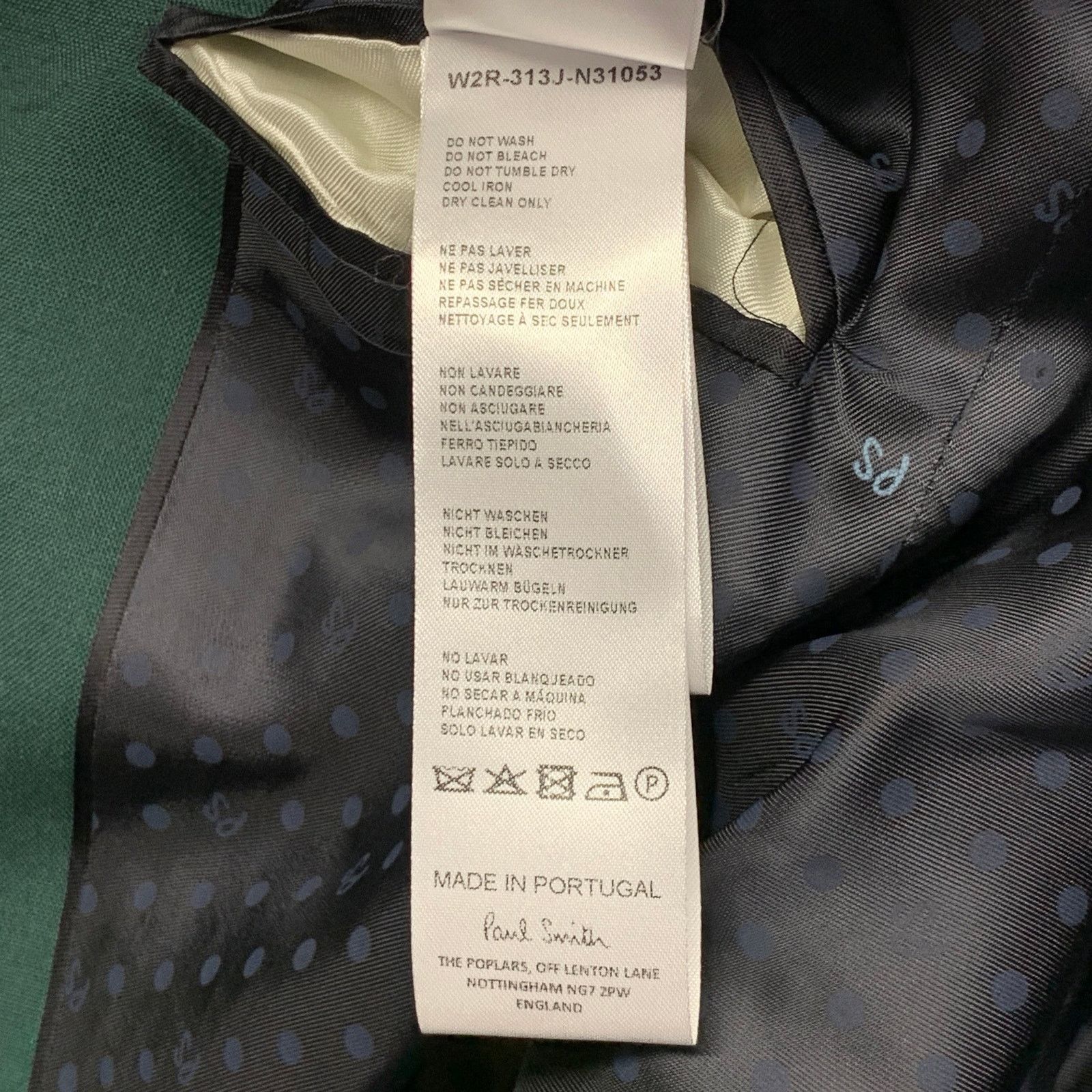 Size S Forest Green Wool Notch Lapel Jacket Blazer