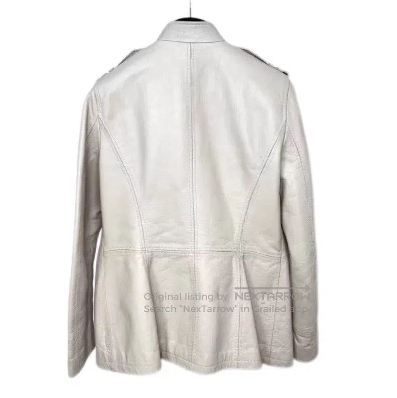 Saint Laurent Paris Saint Laurent Paris White Cow Leather Single Breasted Long Size S / US 4 / IT 40 - 2 Thumbnail