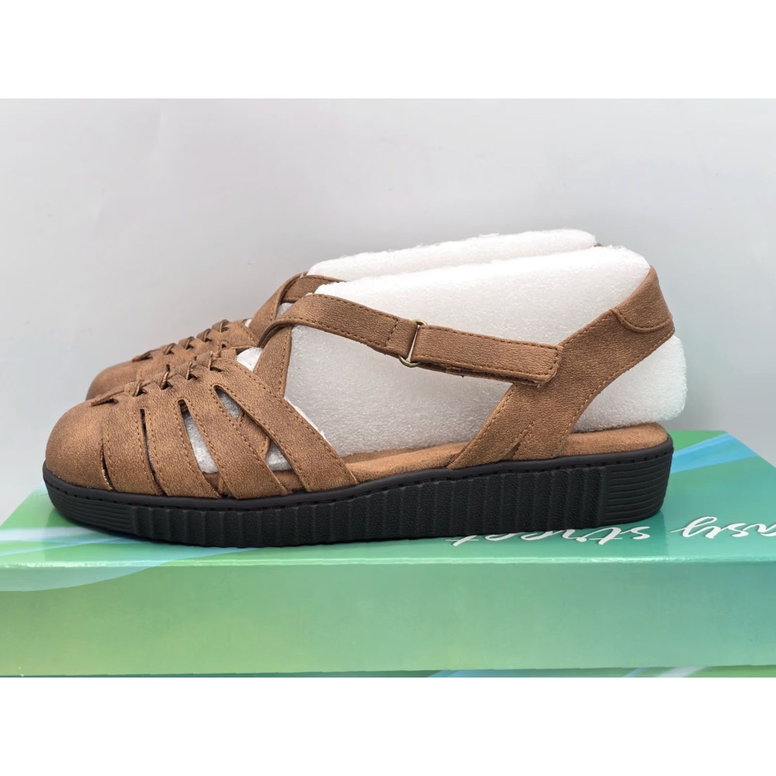 Vintage Easy Street Hue Women's Slip On Tan Sz 6 M - Tan Flat Casual Shoe Adult Female Size 6 M Leather-Look Synthetic Loafers & Moccasins Women Size US 6 / IT 36 - 5 Thumbnail