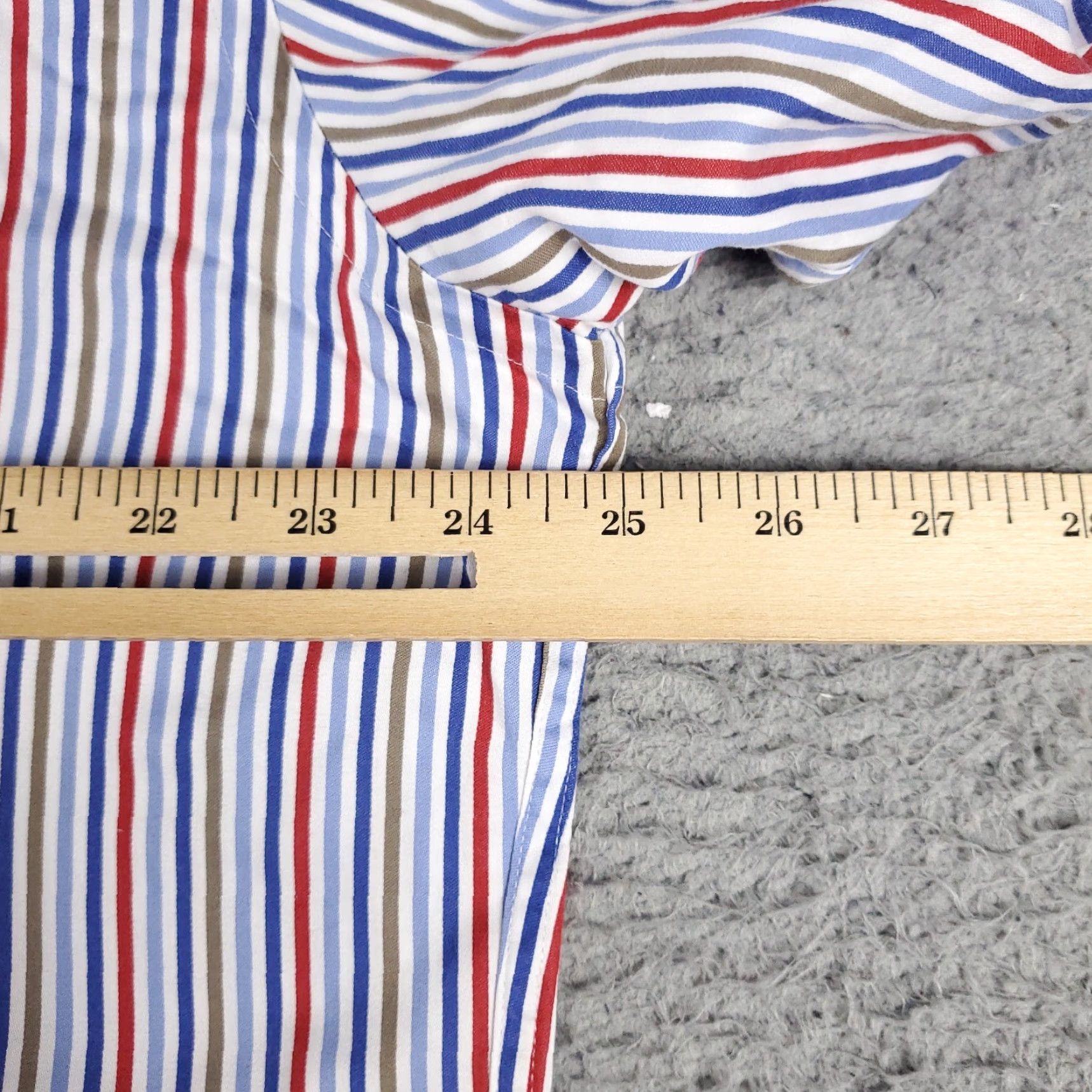 BUGATCHI Bugatchi Uomo Dress Shirt Mens 17 Blue Red Striped Long Sleeve Button-Up Classic Casual Size 46R - 5 Thumbnail