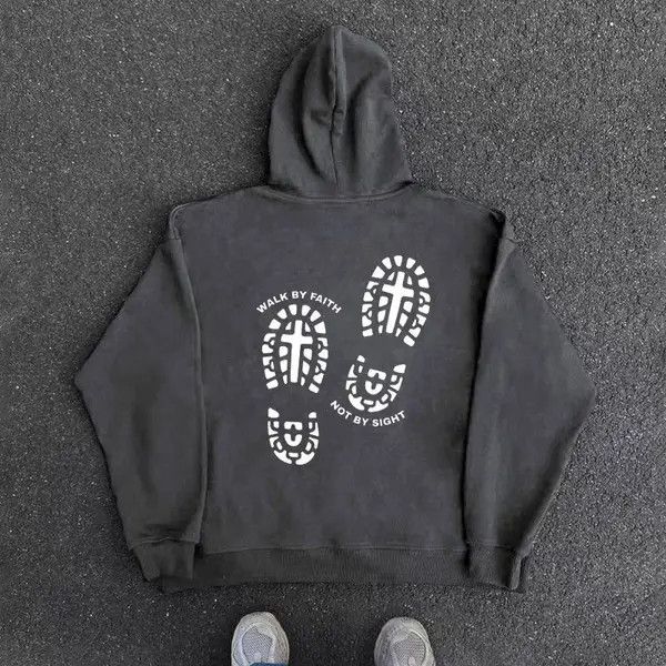VIBE Hip Hop Footprint Creative Simple Hooded Sweatshirt Size US L / EU 52-54 / 3 - 5 Thumbnail
