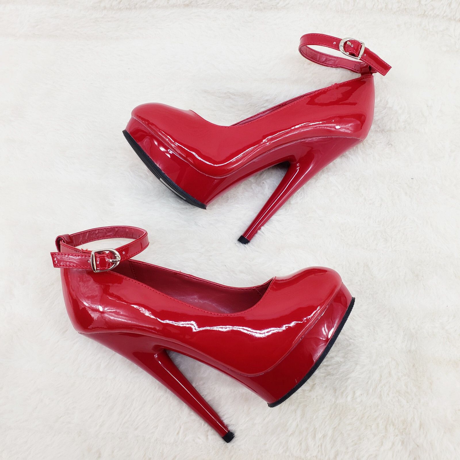 Other Sultry 686 Red Patent 6" High Heels Platform Pumps W Strap I Size US 6 / IT 36 - 1 Thumbnail