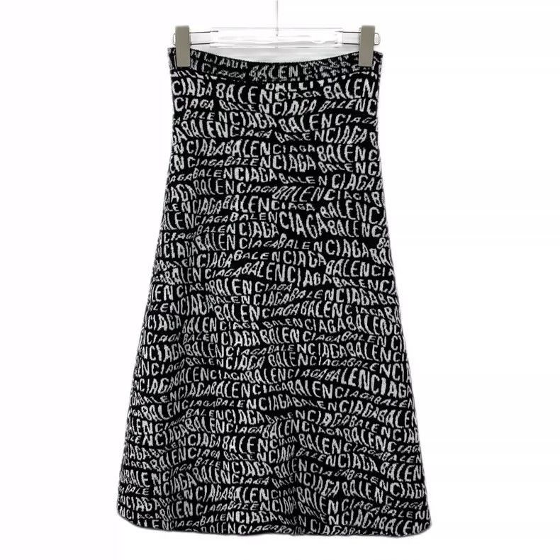 Balenciaga Balenciaga Black Logo Knit Midi Skirt-2505 Size 23" - 2 Thumbnail