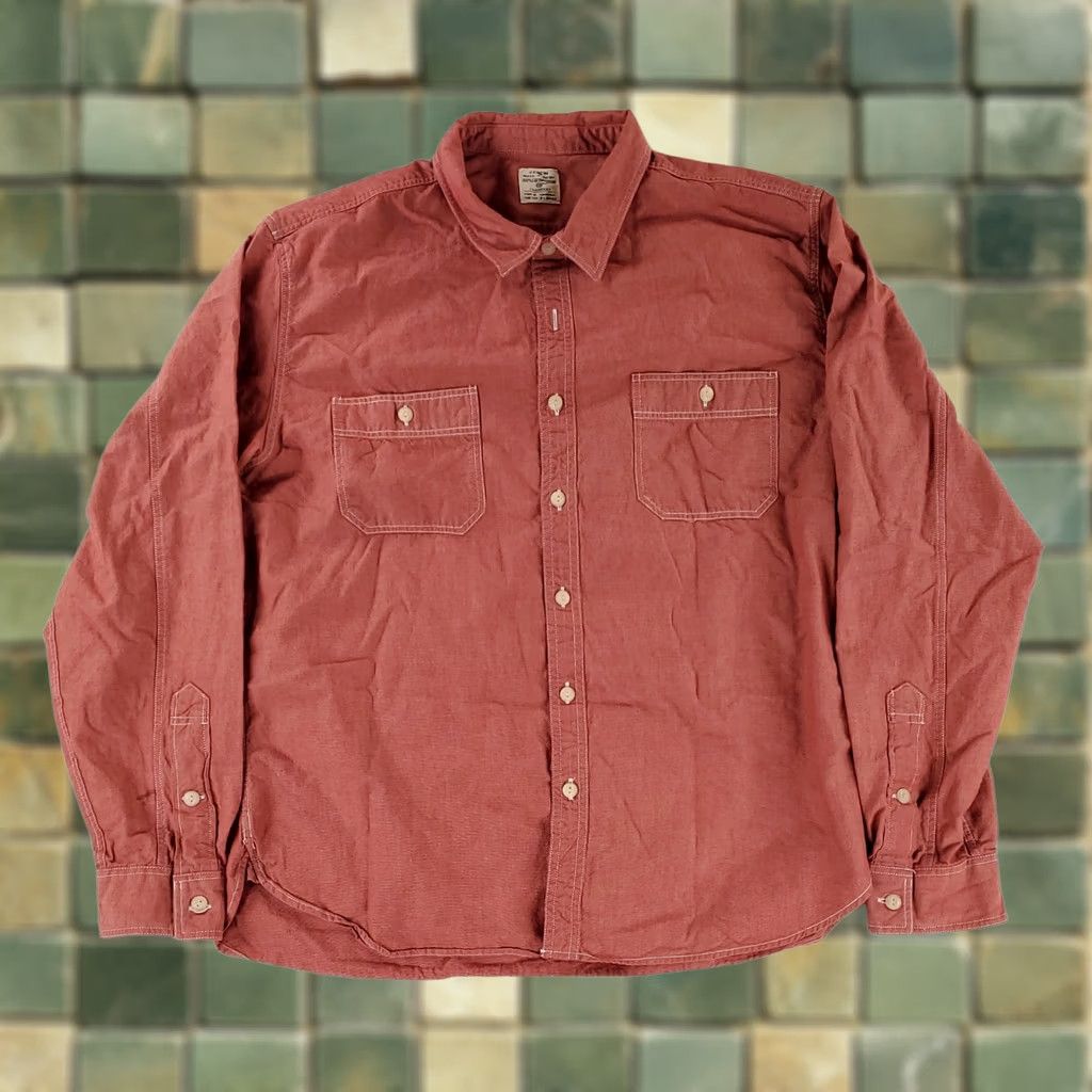 J.Crew J.CREW Shirt Chambray Button Up Red Long Sleeve Mens XL Size US XL / EU 56 / 4 - 1 Thumbnail