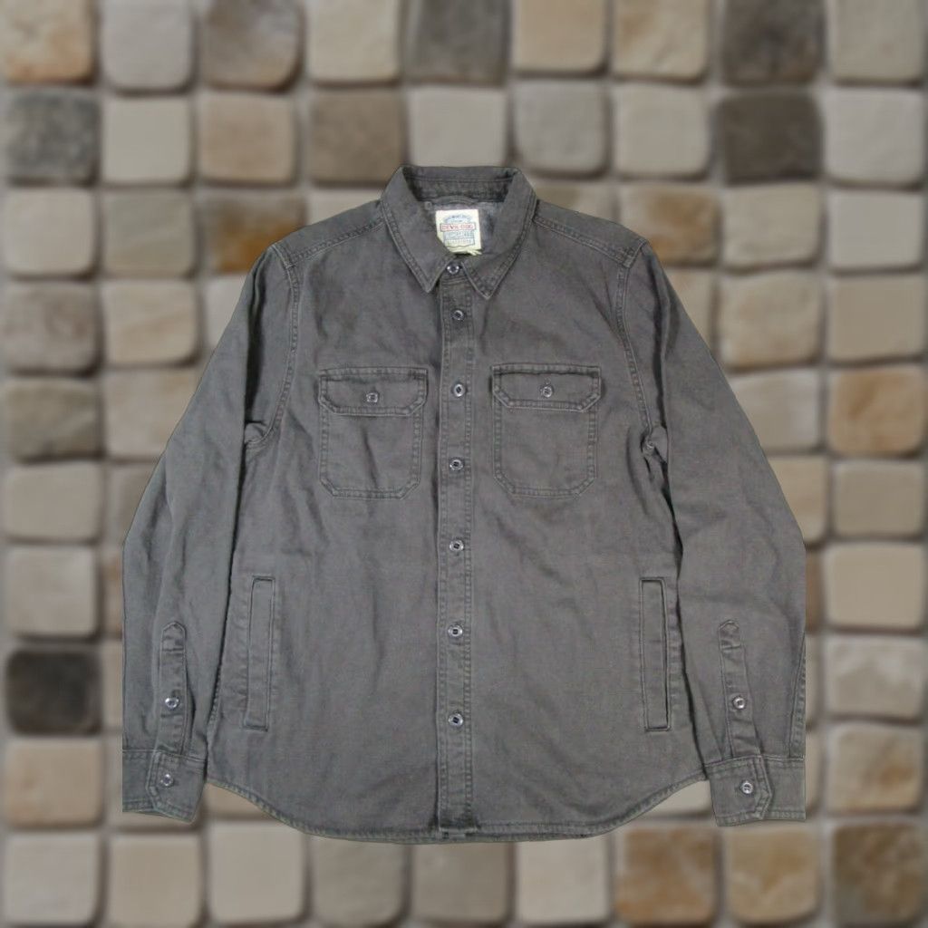 Vintage DEVIL-DOG Shirt Men Small Gray Cotton Canvas Button Up Long Sleeve Collared - 90s? Size US S / EU 44-46 / 1 - 1 Thumbnail