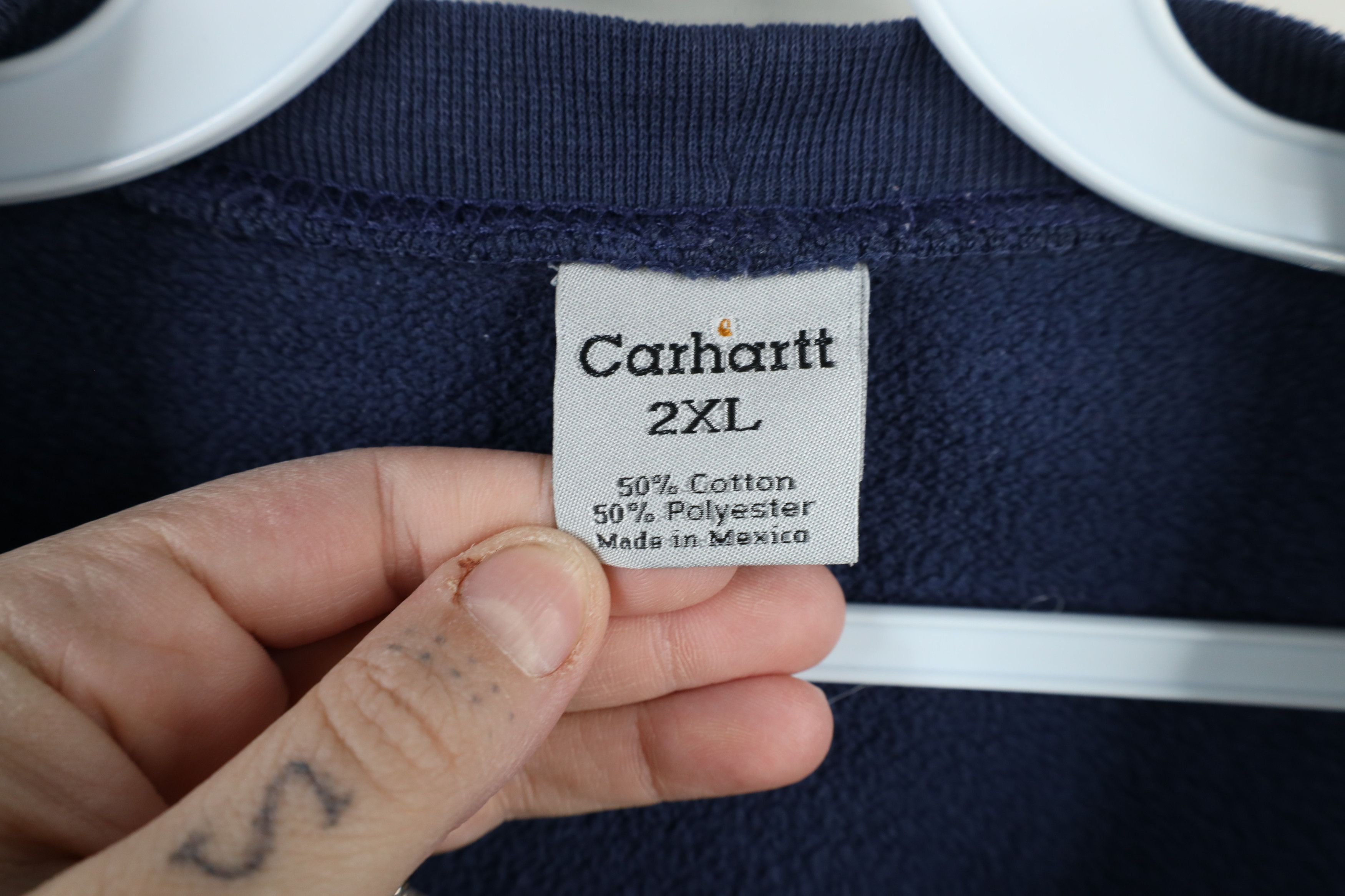 Carhartt × Vintage Vintage 90s Carhartt Spell Out Crewneck Sweatshirt Blue Size US XXL / EU 58 / 5 - 6 Thumbnail
