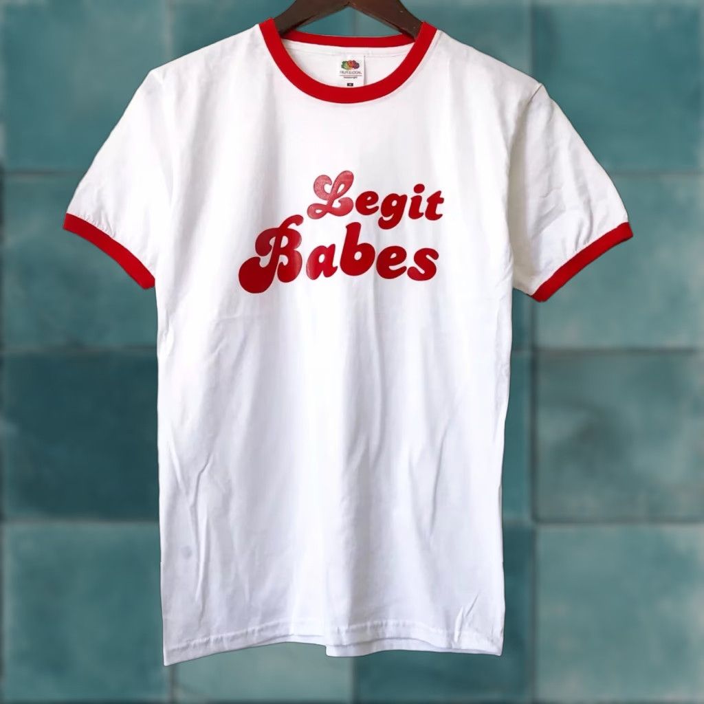 Etro VINTAGE legit babes Ringer T-Shirt Womens Medium Red Retro 70s Style Script NWOT Size M / US 6-8 / IT 42-44 - 1 Thumbnail