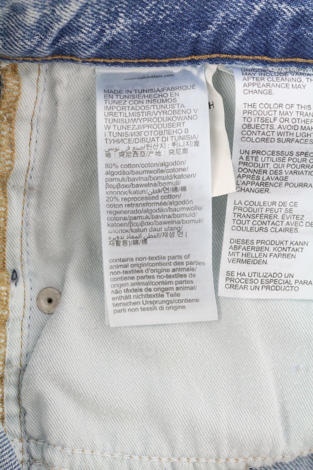 Calvin Klein 90S STRAIGHT W31 Faded Blue Zip Fly Logo Denim 85289 Size US 31 - 8 Thumbnail